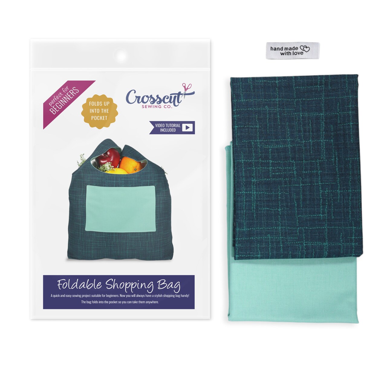 Crosscut Sewing Co.® Foldable Shopping Bag Sewing Kit - Beginner Sewing Project Kit